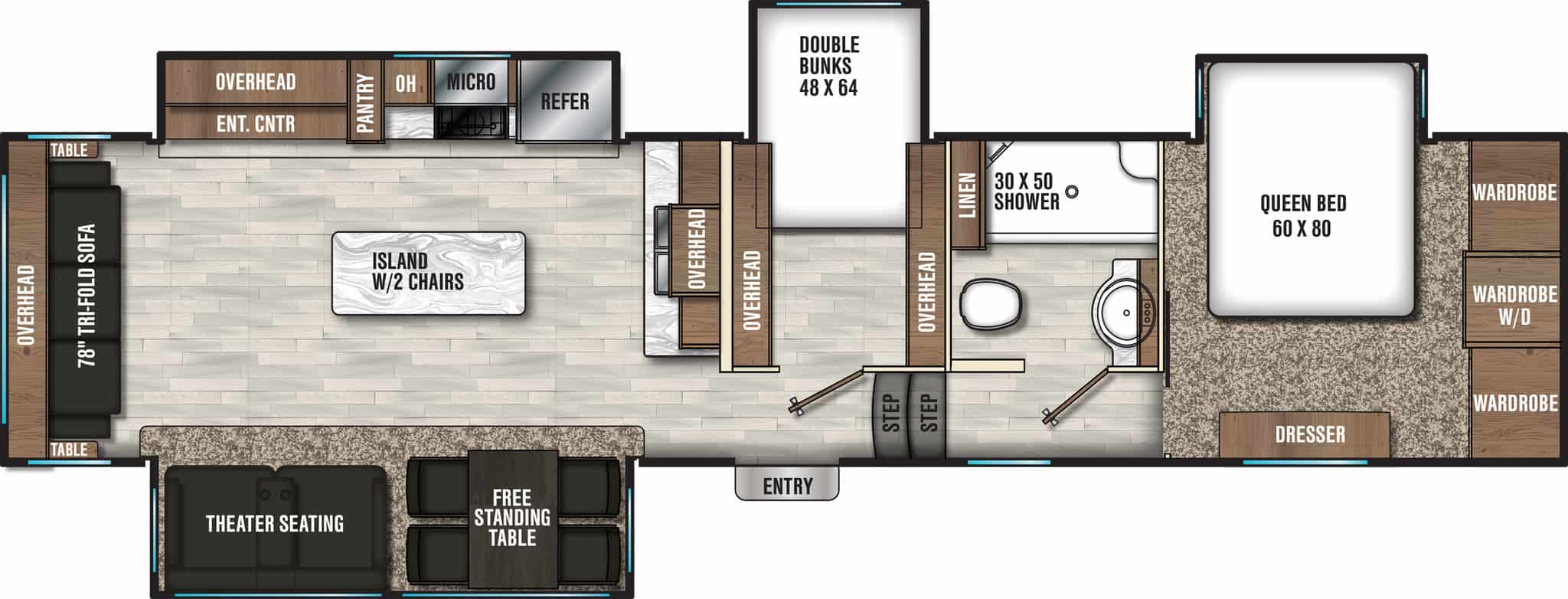 Our Favorite Fifth Wheel Floor Plans with 2 Bedrooms - Camper Report 5th Wheel Floor Plans With 2 Bedrooms