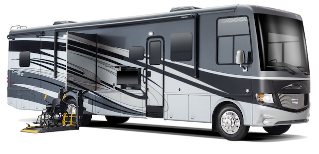 Stock exterior of Newmar Canyon Star with wheelchair lift.