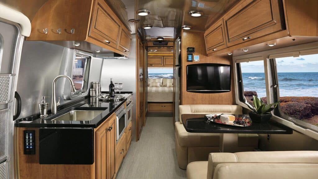 Interior view of an RV for full time RV living.