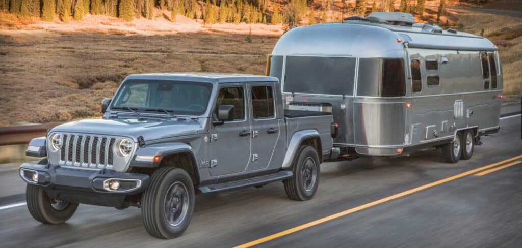 Jeep Gladiator towing an Airstream travel trailer