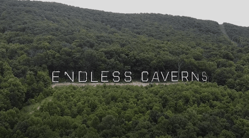Endless Caverns name on hillside