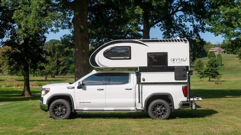 nuCamp truck camper mounted on truck