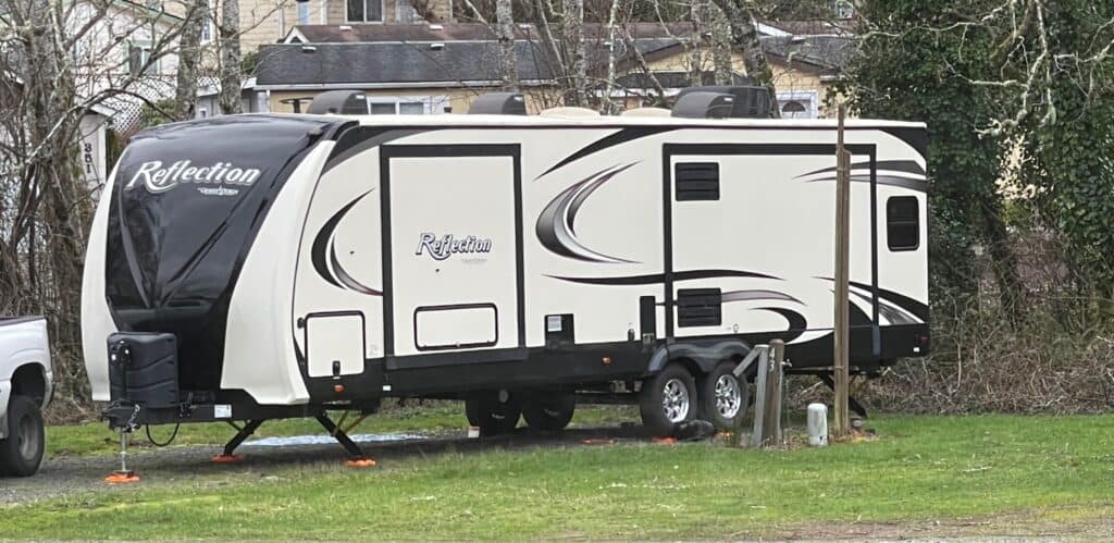 travel trailer at campsite