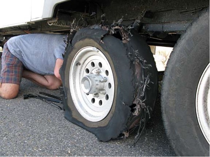 RV tire blowout