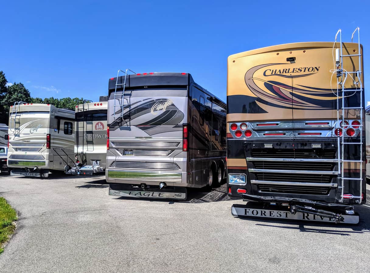 high end RVs from the rear