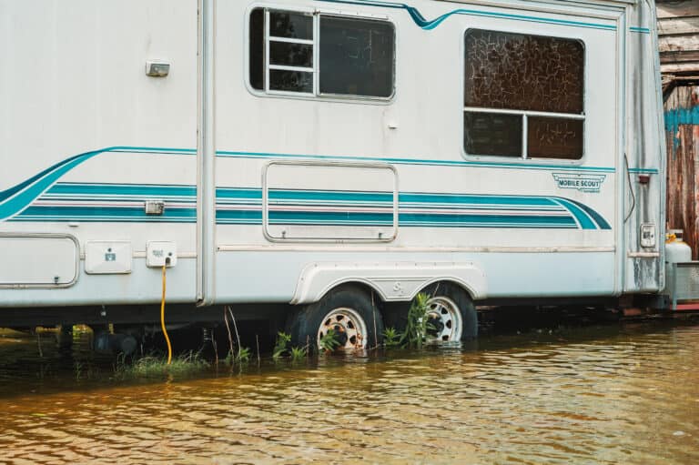RV in flooding waters
