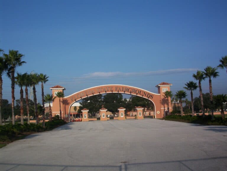 Florida State Fairgrounds grand arched brick entry gate - Tampa RV show