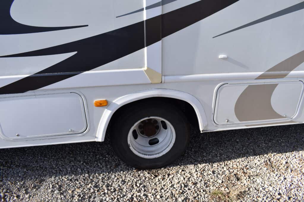 side view of motorhome goodyear RV tires