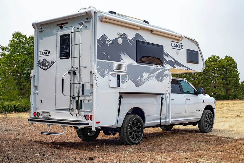 best truck camper models - the 960 view from behind camper