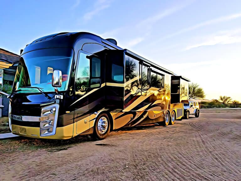 motorhome parked in RV lot