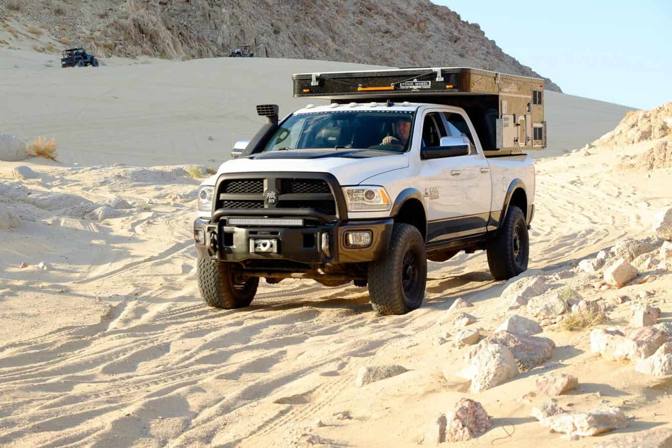pop up truck camper on the beach