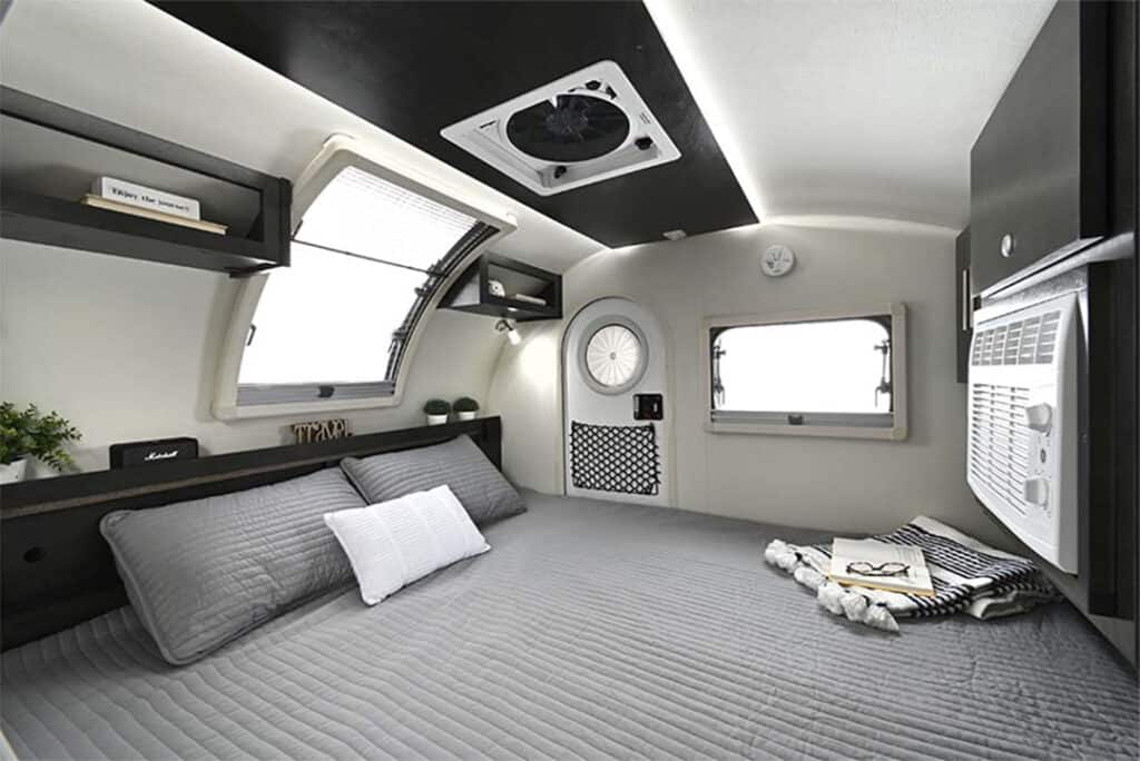 TAG interior with skylight and bed