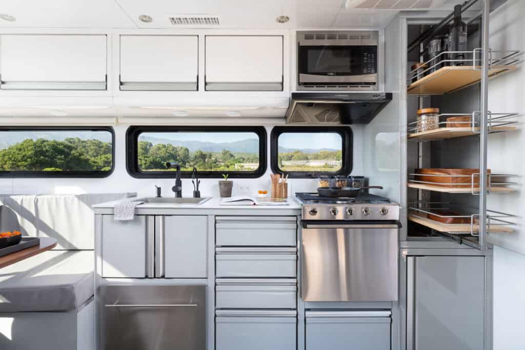 kitchen in Living Vehicle luxury campers