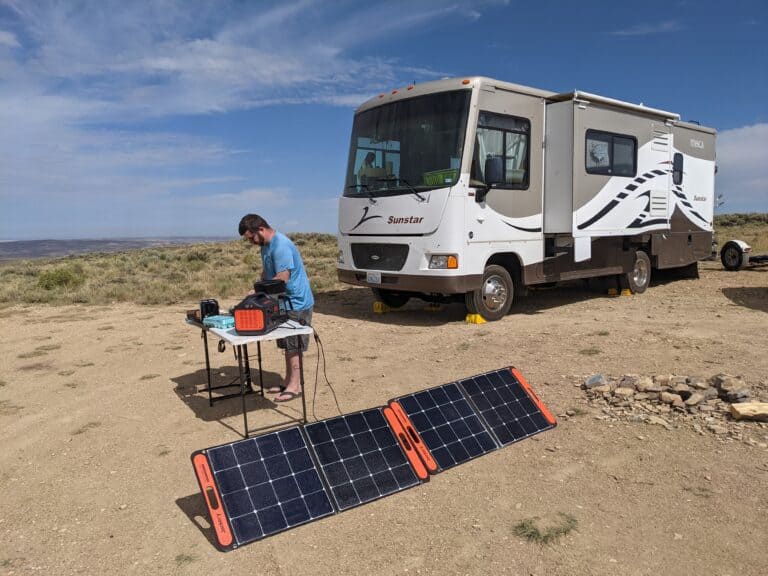 RVer charging his solar generator