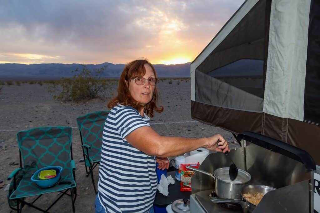 pop-up tent trailer cooking