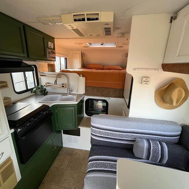 older truck camper interior remodeled with mid west style - truck camper remodel