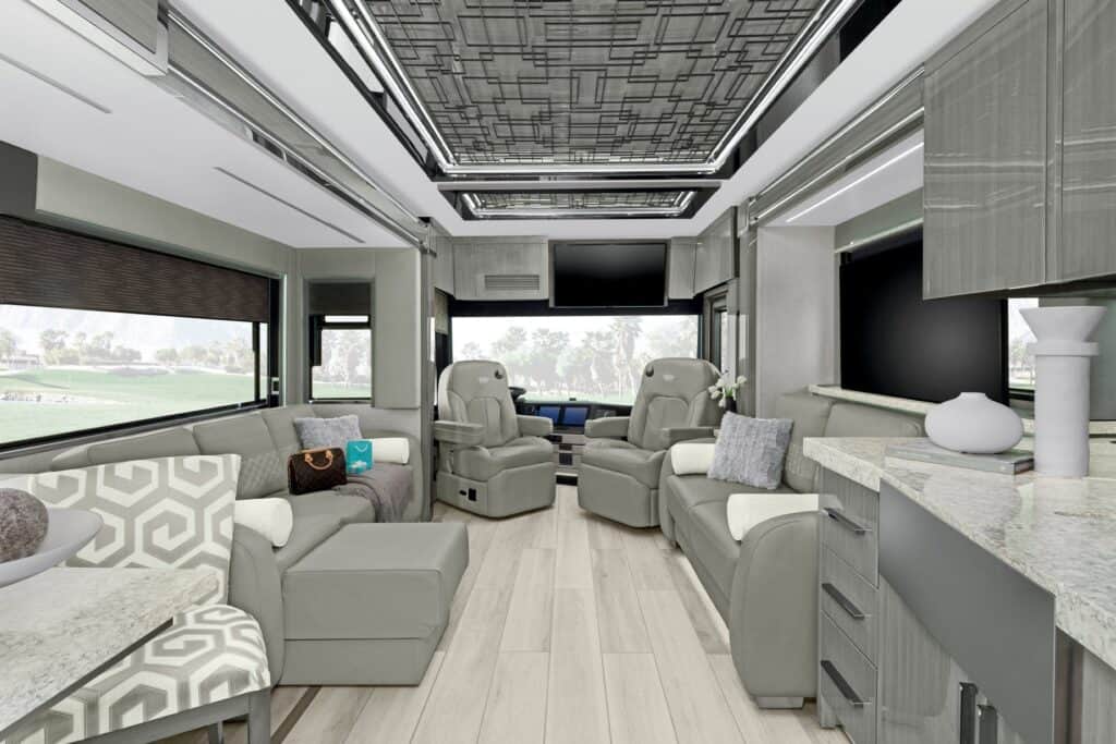 inside the King Aire, one of the best RVs that look like houses
