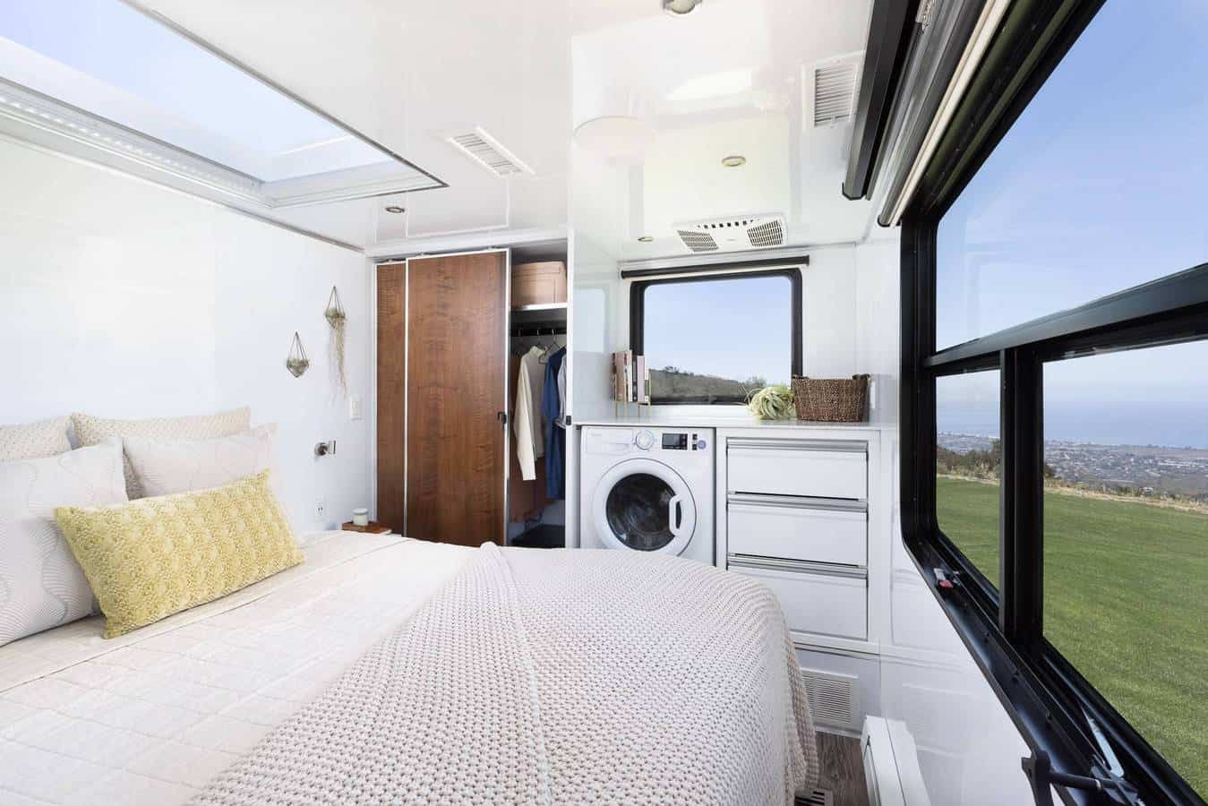 bedroom in the Living Vehicle trailer, one of the RVs that look like houses