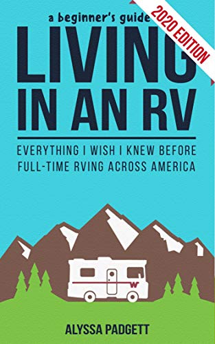 Book cover with cartoon RV in front of mountains - full-time RVing