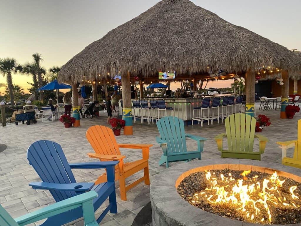 tiki hut and chairs at new margaritaville RV park