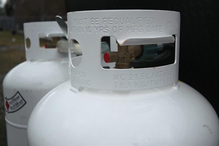 RV propane fittings up close
