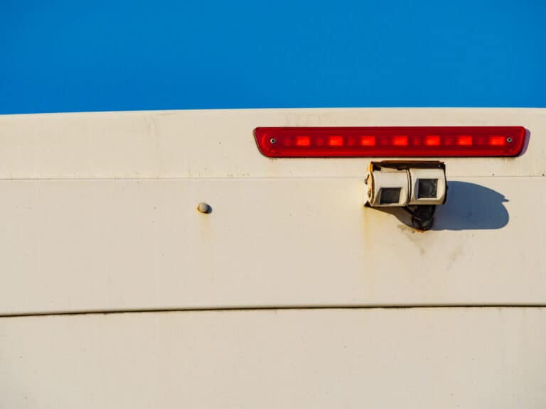 motorhome backup camera on the back of an RV