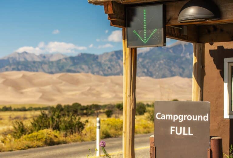 Park Office showing Campground full sign