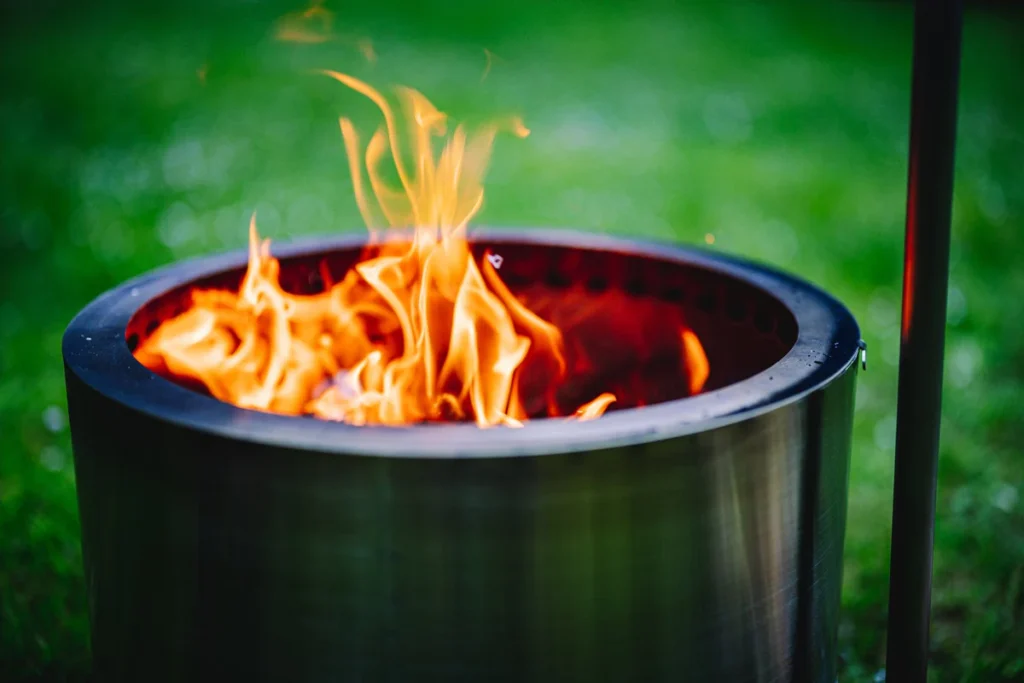 portable fire pit for RV camping up close