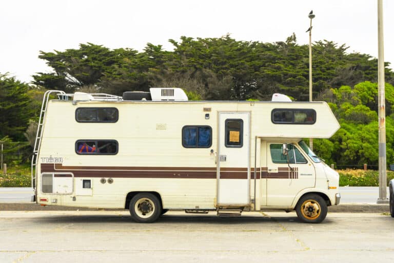 Class C RV in parking lot - feature image for donate an RV