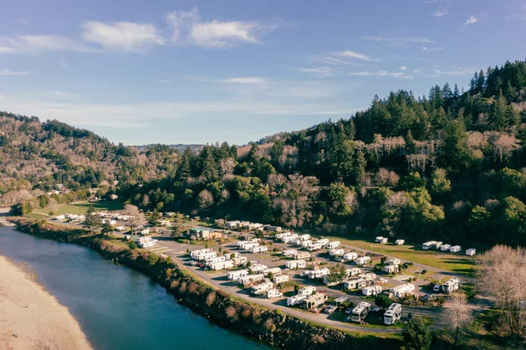 aerial view of RV park with age restrictions