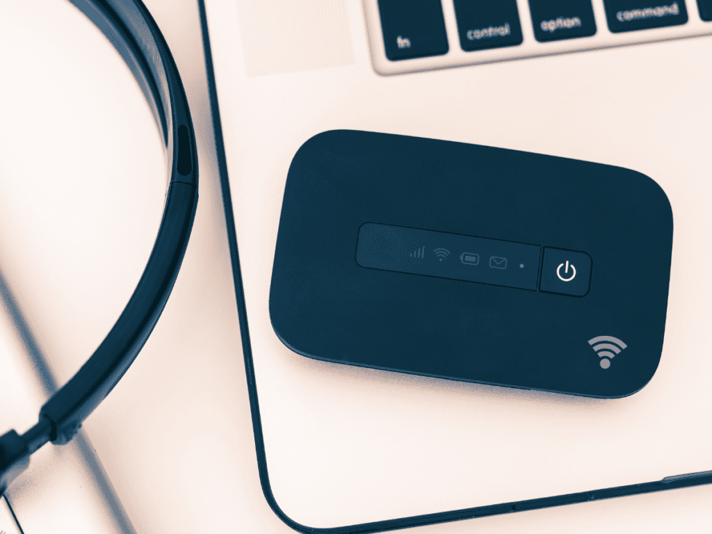 A mobile hotspot device lets you connect to the internet through cellular data.