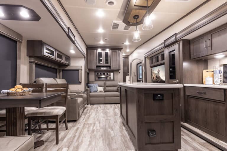 Grand Design Reflection Fifth Wheel interior showing kitchen and seating areas