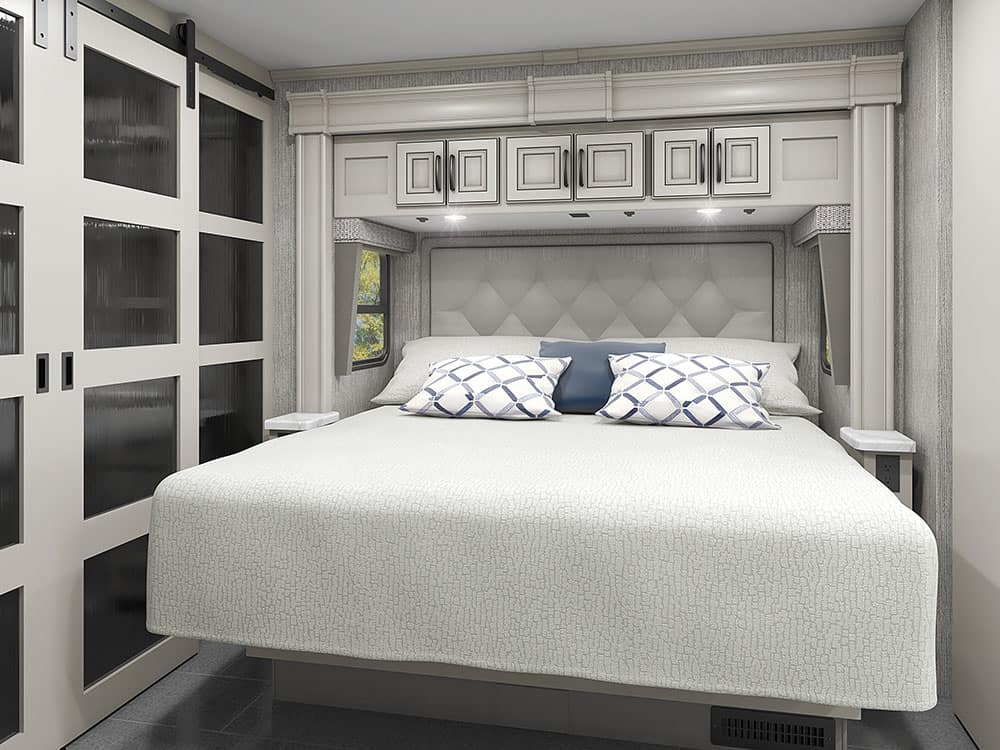 bedroom inside the 2023 Frontier motorhome