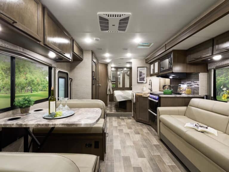 inside new Thor Chateau RVs - living space area