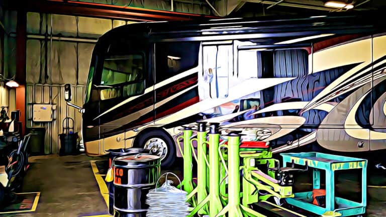 RV in repair shop - feature image for what RVs not to buy