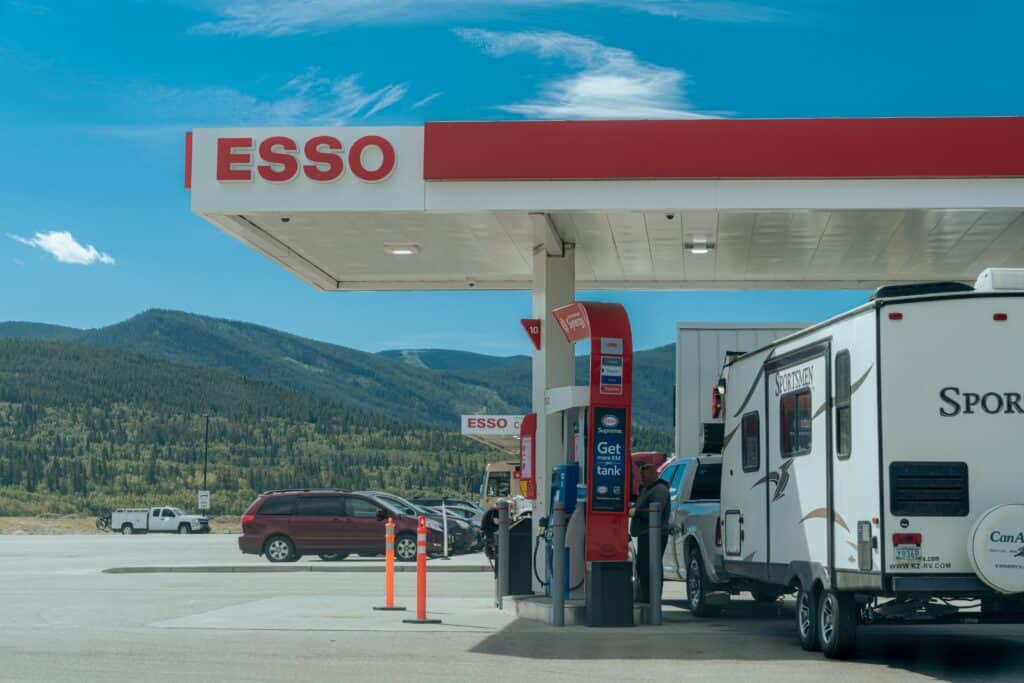 RV at gas station - feature image for tips on how to fuel up