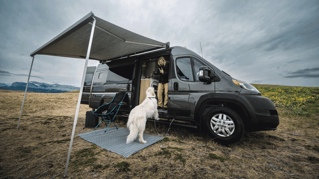 airstream rangeline exterior with person and dog