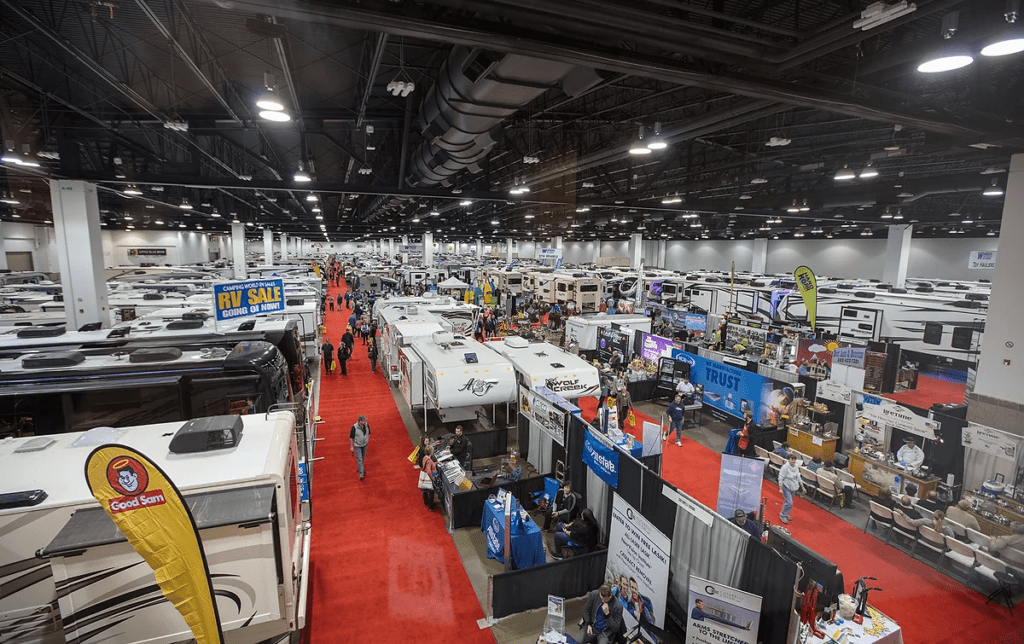 The show floor at the Ultimate RV Show