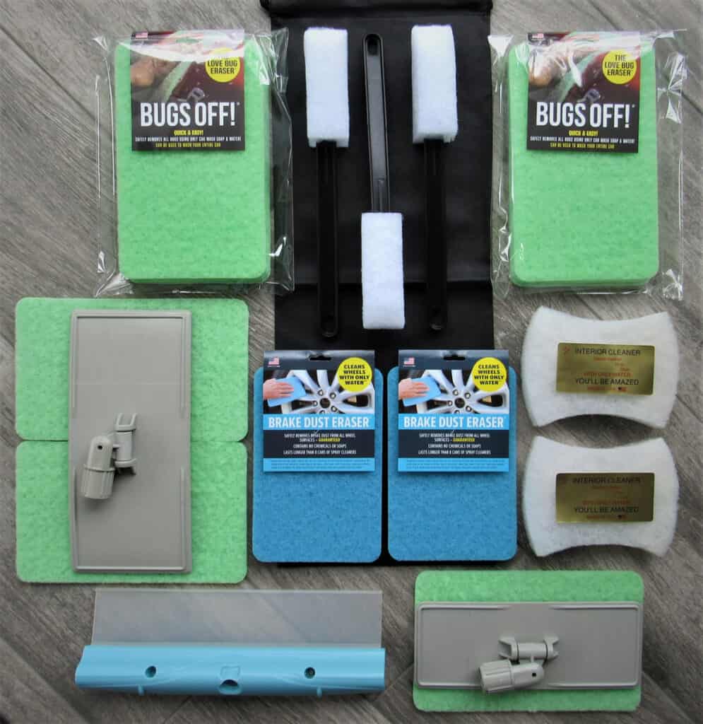 An array of Bugs Off products used for cleaning solar panels and other parts of the RV