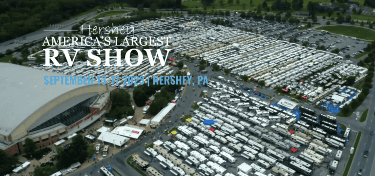 Aerial view of Giant Center at the Hershey RV Show.
