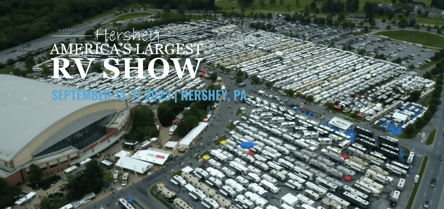 Aerial view of Giant Center at the Hershey RV Show.