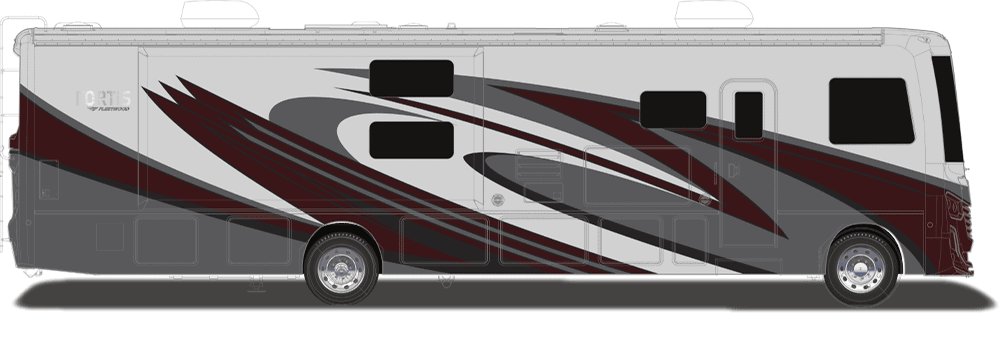 exterior graphic of fortis motorhome by Fleetwood RV