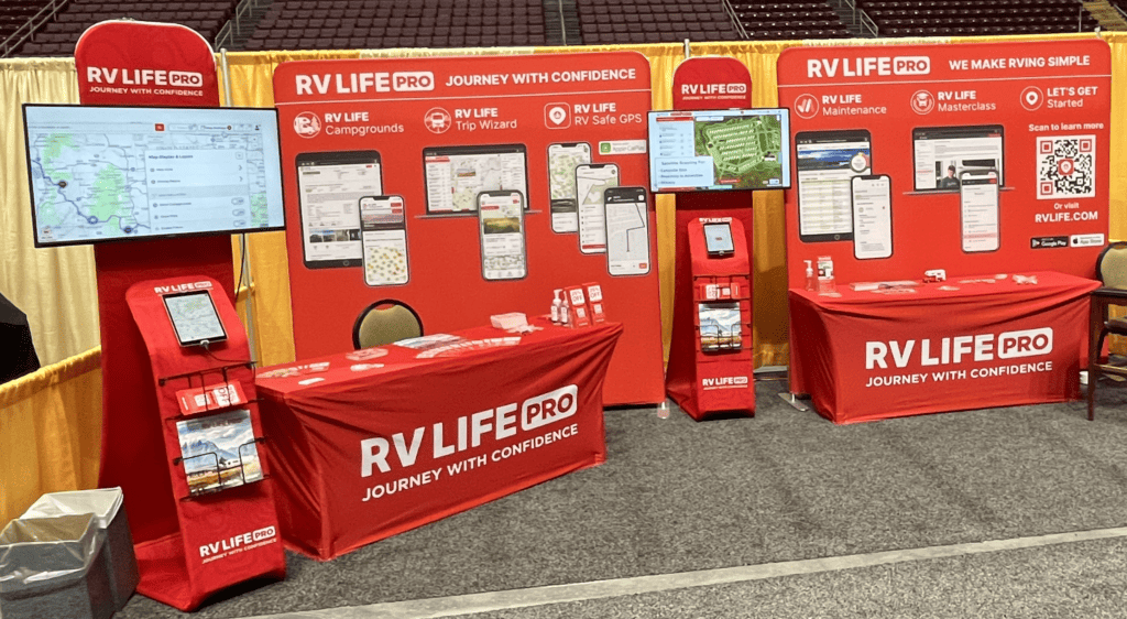 Image of RV LIFE booth at Hershey 2022 RV Show