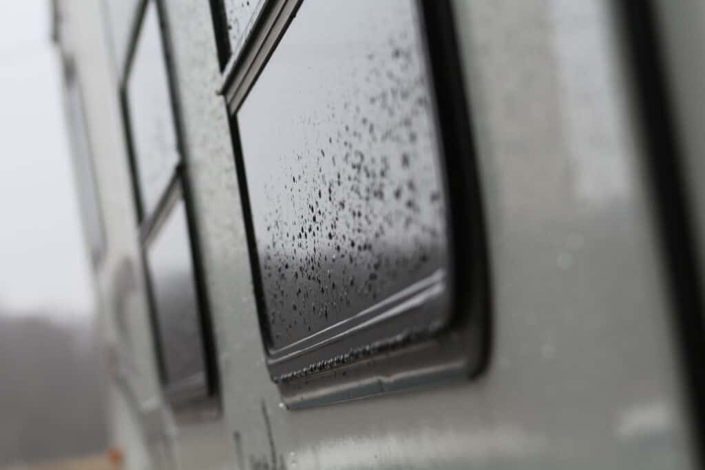 RV rainwater on window, image for rainwater harvesting systems