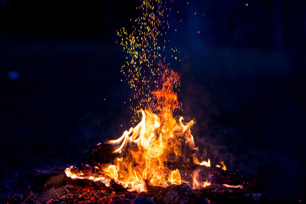 a roaring campfire