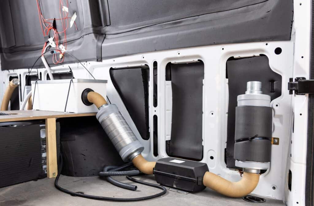 A DIY rv diesel heating system in a camper van