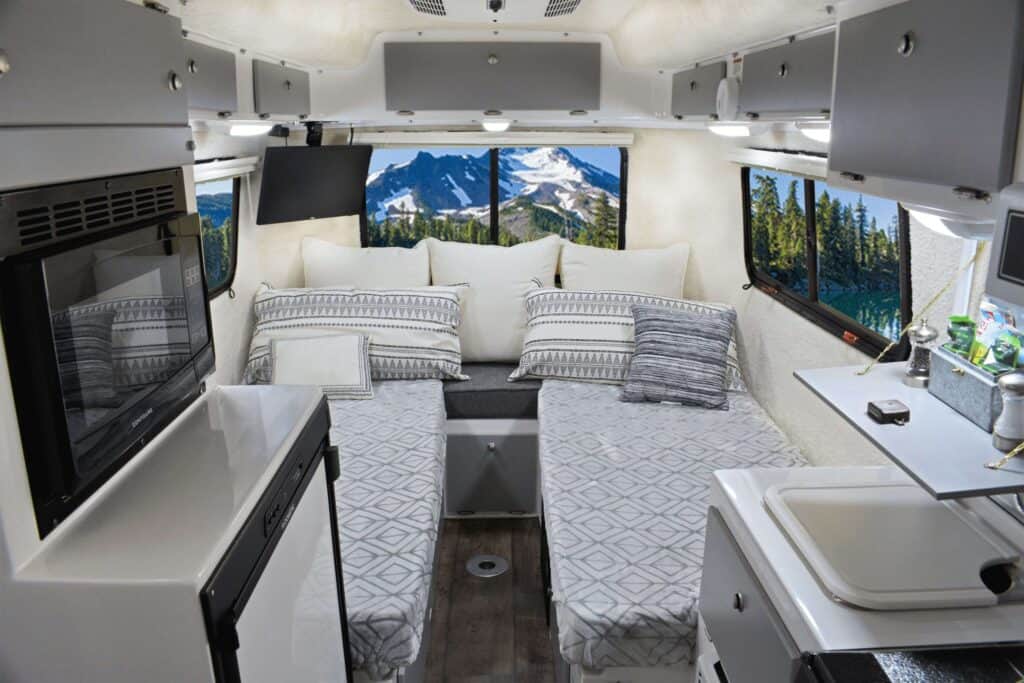 Casita Independence small travel trailer interior.
