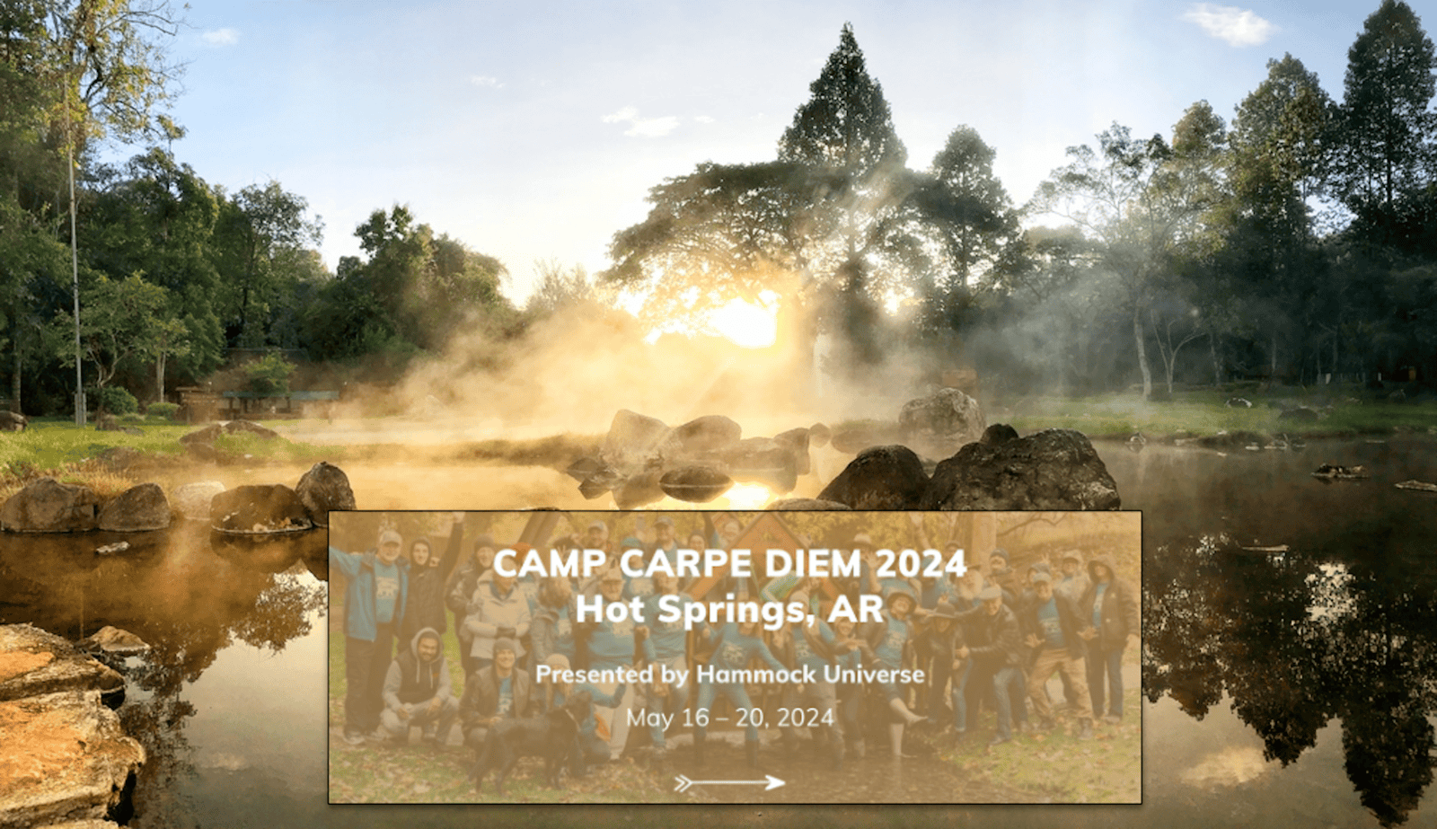 An Arkansas hot spring with web page ad overlaid.
